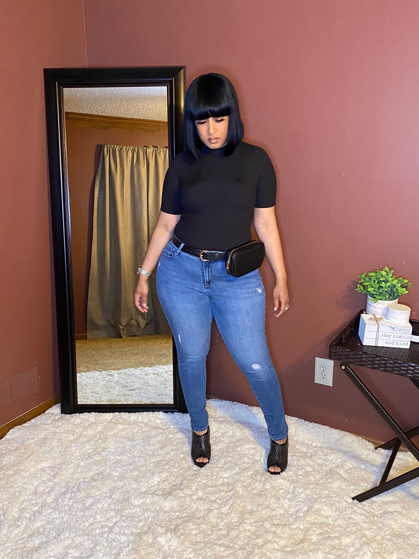 Mock Neck Bodysuit - Black