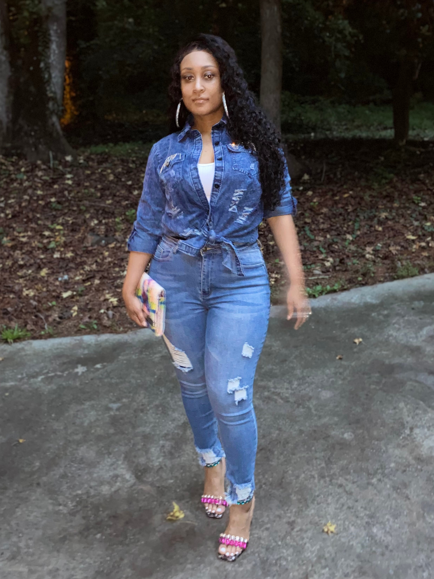Distressed High Rise Skinny Jeans