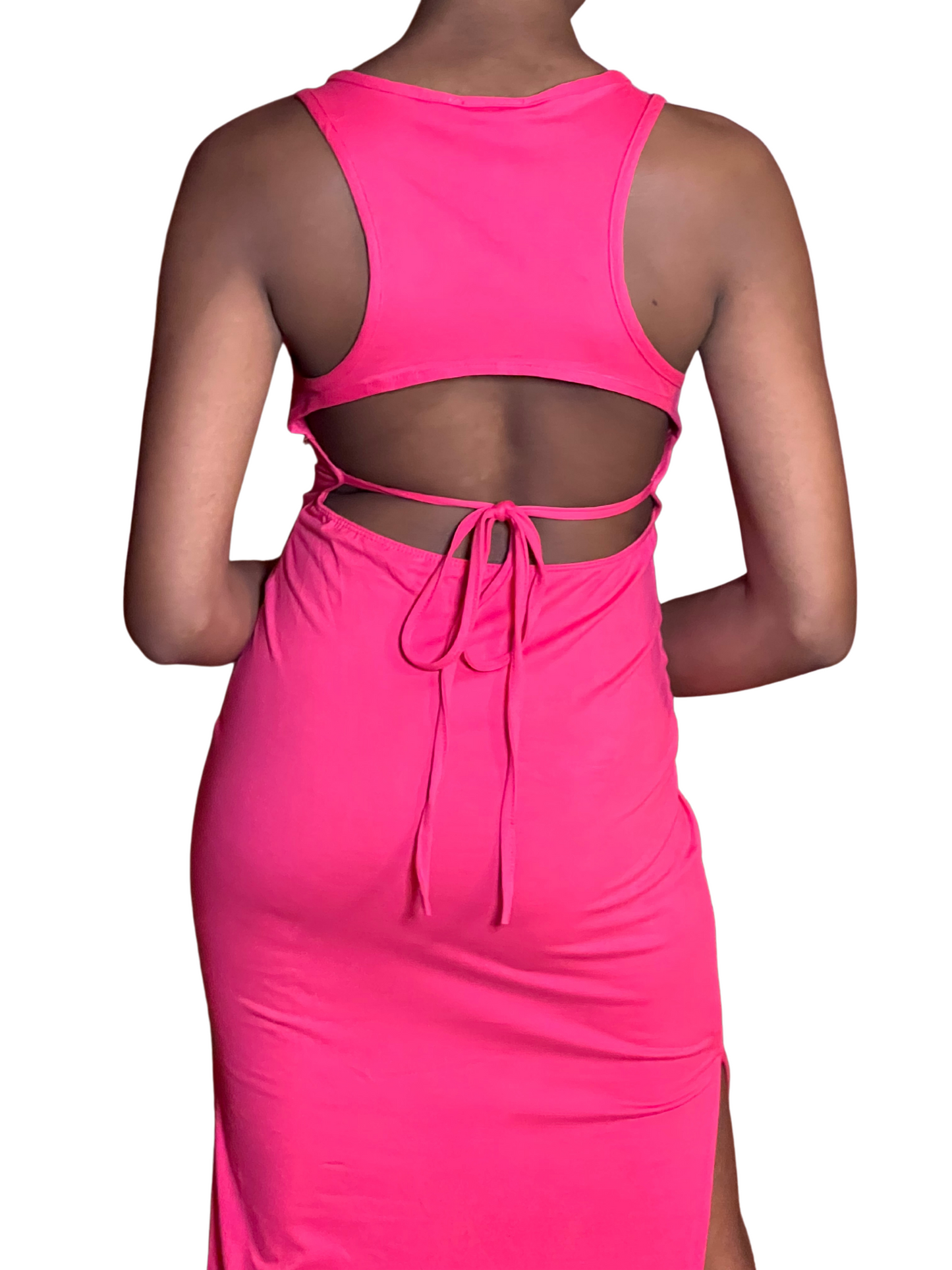 " Back And Better" Open Back Double-Sided Split Dress
