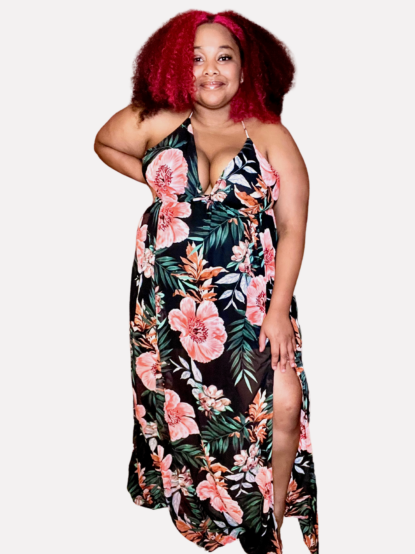 "Island Vibes" Curvaceously Chic Tropical Print Maxi Dress