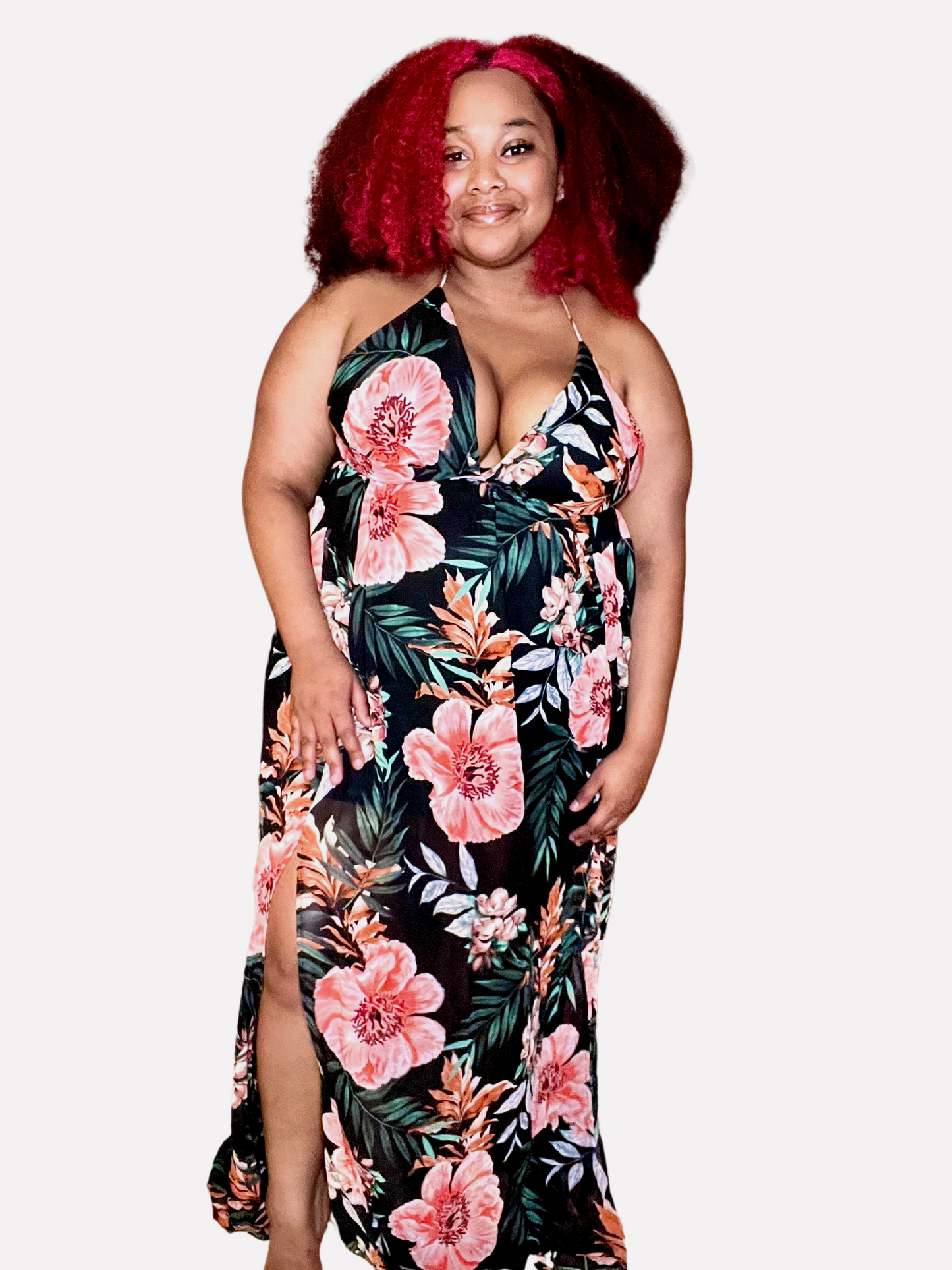 "Island Vibes" Curvaceously Chic Tropical Print Maxi Dress
